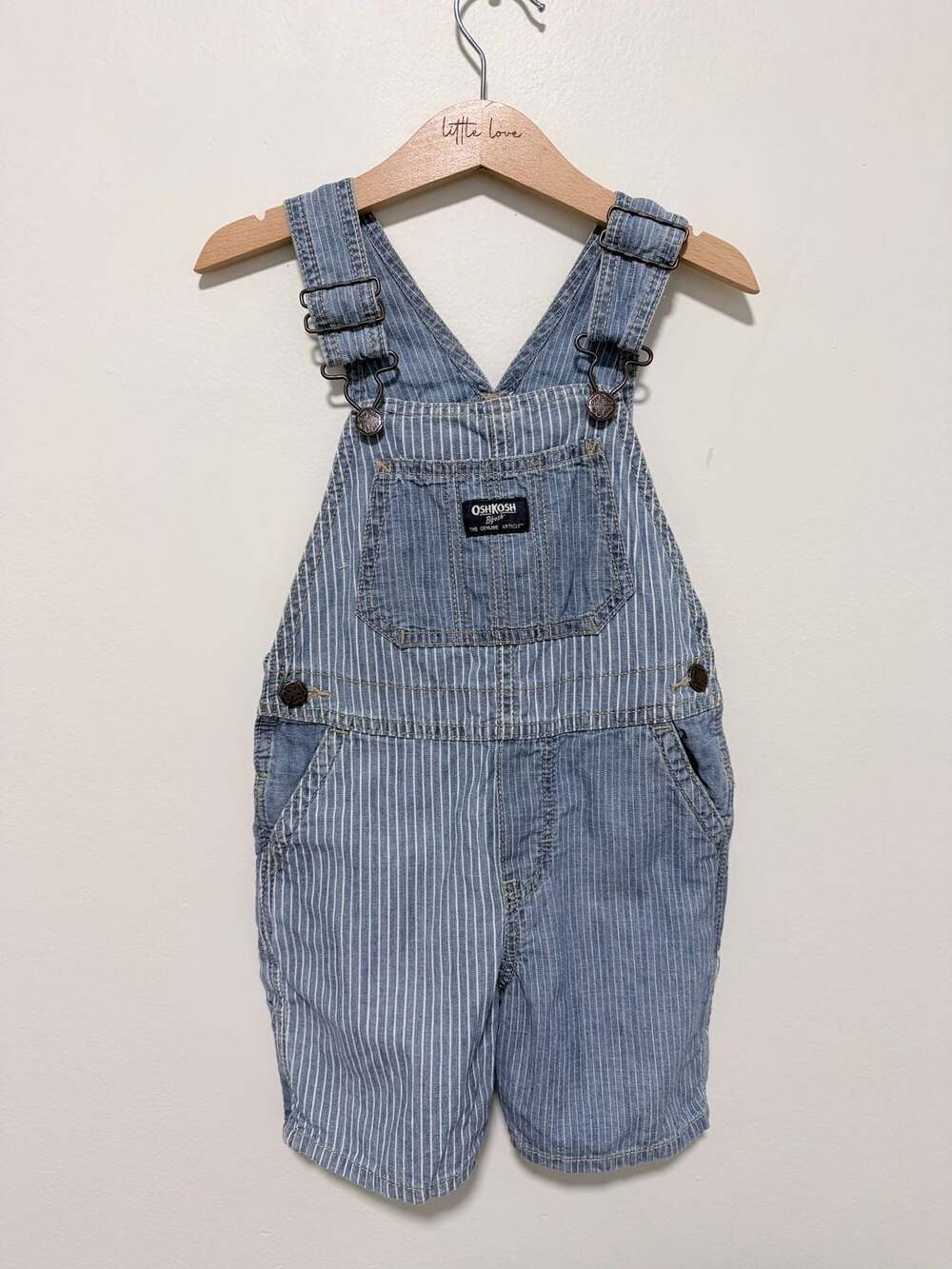 OshKosh B'Gosh Hickory Stripe Shortalls Size 4T Blue White